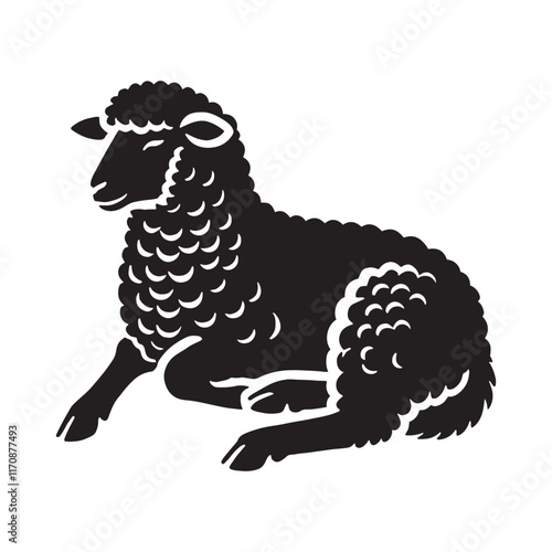 Unique sheep silhouette for versatile media applications - Sheep illustration - minimallest sheep vector
