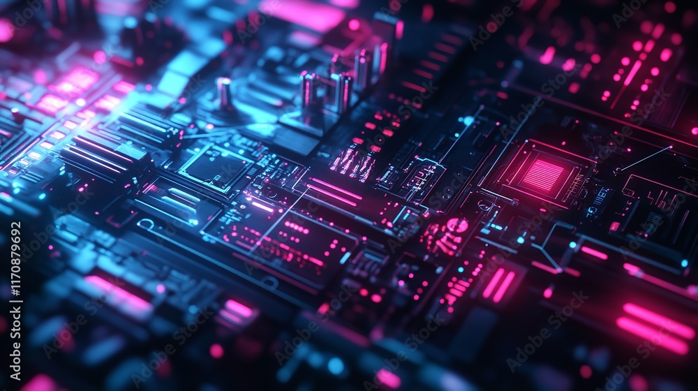 Abstract Futuristic Circuit Board Neon Pink Blue Technology Background 3d data chip lines style Abstract Futuristic Circuit Board Neon Pink Blue Technology Background 3d data chip lines style