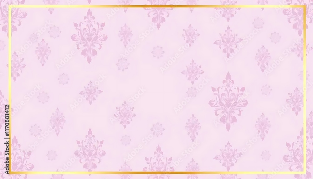 Elegant Pink Floral Background with Golden Frame Elegant Pink Floral Background with Golden Frame