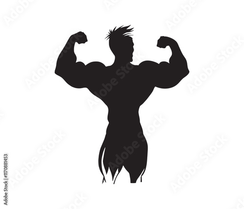 Powerful Bodybuilder Silhouette Shows Strength and vector icon design