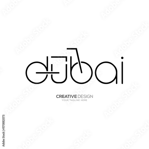 Dubai modern line art bicycle monogram logo concept photo