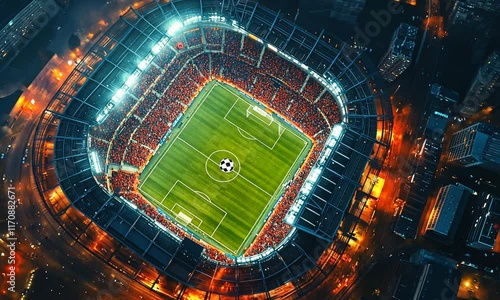 Wallpaper Mural Night Football Stadium Aerial View Torontodigital.ca
