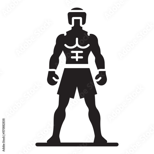 Vector a boxer stand with pose set silhouette vector SH