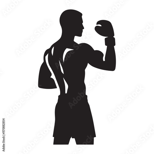 Vector a boxer stand with pose set silhouette vector SH