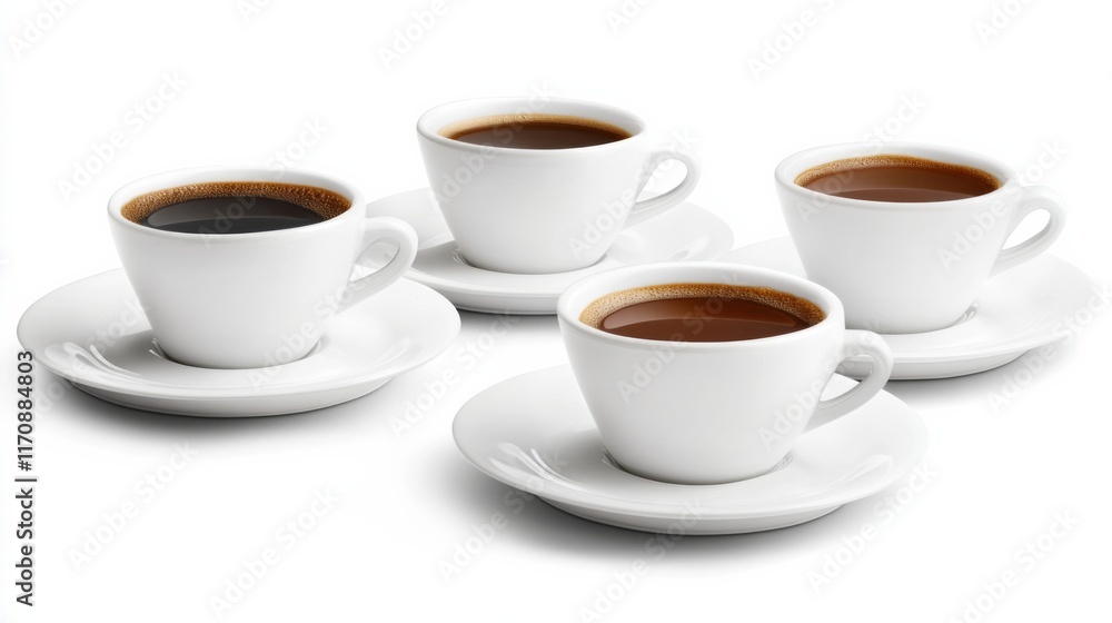 Clean Coffee Presentation with Rich Textures on White Background