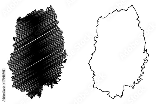 Iwate Prefecture (Administrative divisions of Japan, Prefectures of Japan) map vector illustration, scribble sketch Iwate map photo