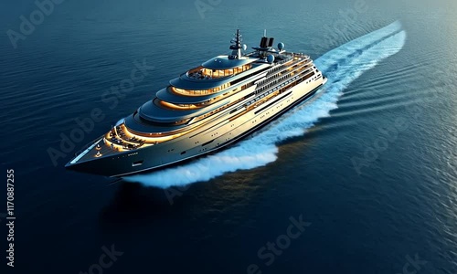Luxury Yacht Cruising at Dusk: A Majestic Voyage