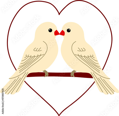 Photography two love birds on a branch