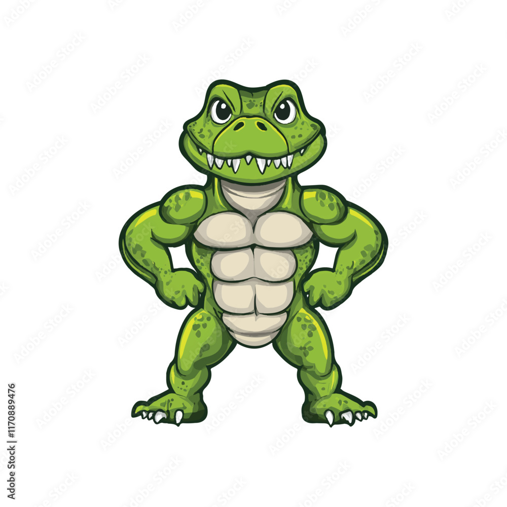 Fototapeta premium A cartoon crocodile mascot logo illustration
