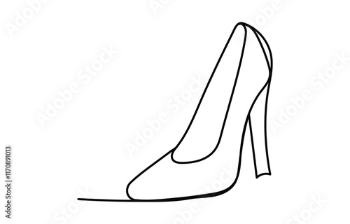 Single line continuous drawing of beautiful woman high heels for fashion outline design illustration,
