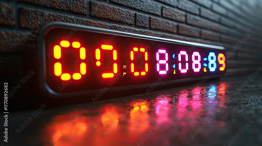 Fototapeta premium Digital Countdown Timer Against Brick Wall