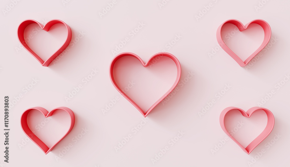 Pink Heart Cutters on Pink Background Valentine s Day Love Romance