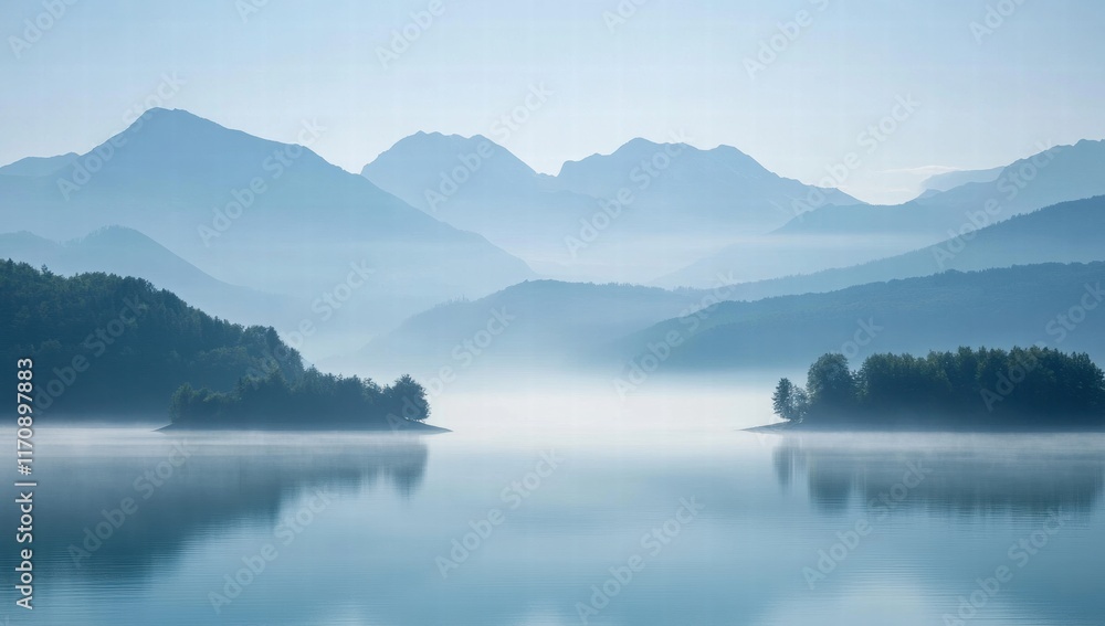 Obraz premium A mountain range with a lake in the foreground