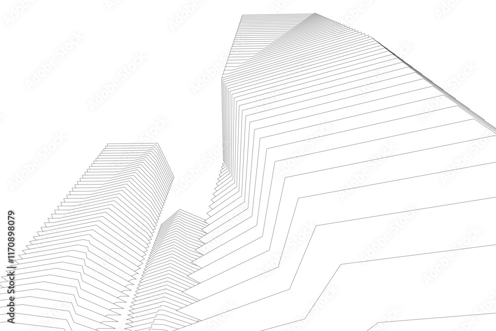 Naklejka premium architecture geometric background, abstract lines 3d