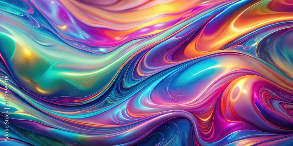 Obraz premium Colorful holographic abstract liquid waves futuristic motion background with swirling colors and shapes, shapes, futuristic motion