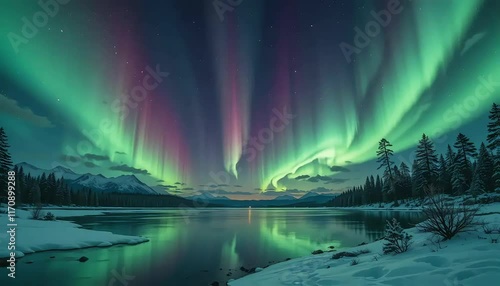 Wallpaper Mural aurora over the river Torontodigital.ca