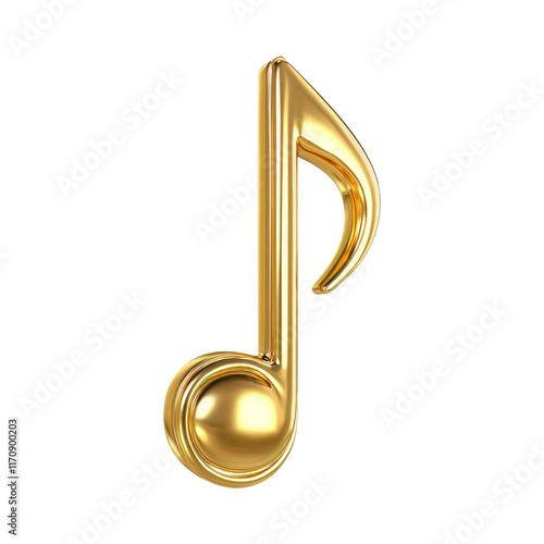 Golden music note. Isolated on transparent background.