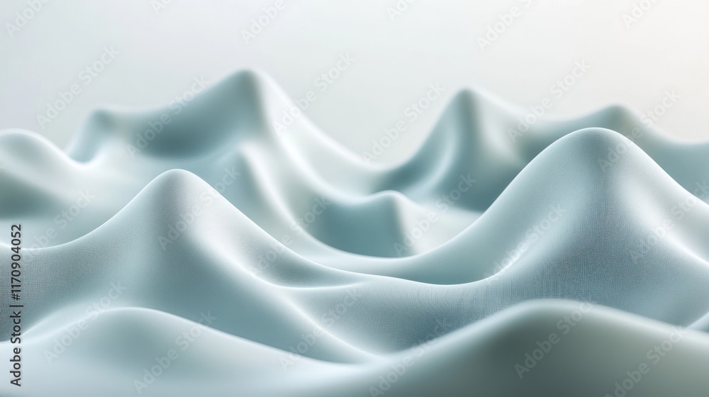 Obraz premium Abstract, light blue, wavy, textured, 3D, landscape, digital, surface, ripple, smooth, flowing, 