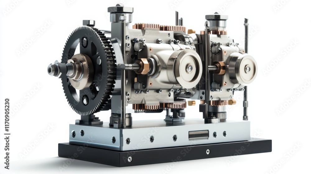 A high-performance industrial motor, with exposed gears and rotating pistons, displaying the power and creativity behind modern machinery. A high-performance industrial motor, with exposed gears and rotating pistons, displaying the power and creativity behind modern machinery.