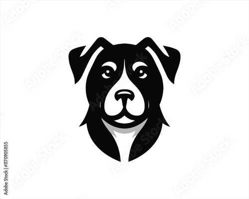 Dog head logo design vector illustration. Black and white dog logo template	