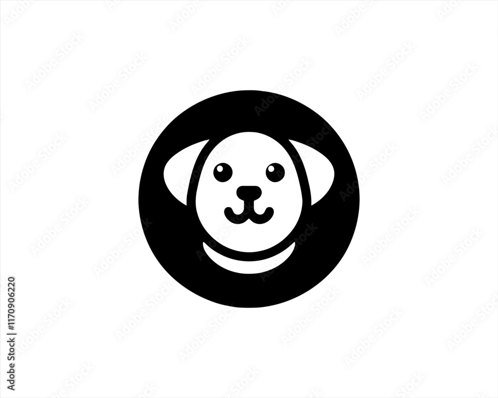 Fototapeta premium Dog head logo design vector illustration. Black and white dog logo template 