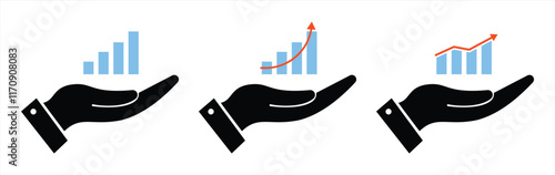 Hand Illustrations with Growing Financial Charts Depicting Success and Growth