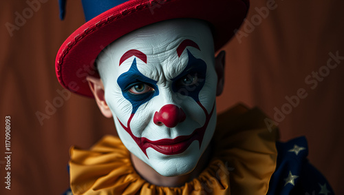 a clown with a painted face photo