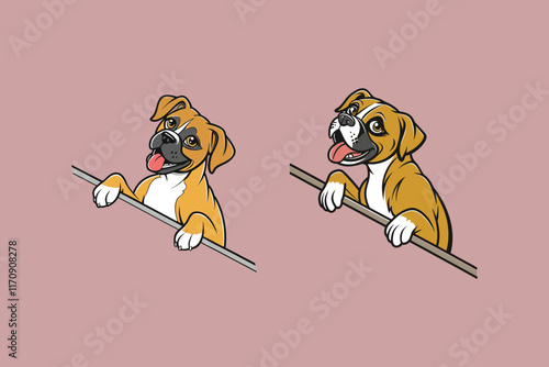 A Boxer dog vector is a simplified, stylized illustration showcasing the breed's muscular build, expressive face, and short coat, often in bold lines and minimal colors like brown, white, and black
