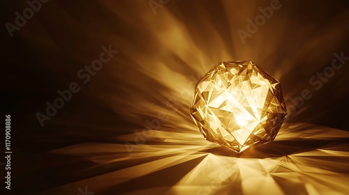 A diamond is lit up in a dark room