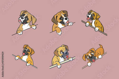 A Boxer dog vector is a simplified, stylized illustration showcasing the breed's muscular build, expressive face, and short coat, often in bold lines and minimal colors like brown, white, and black