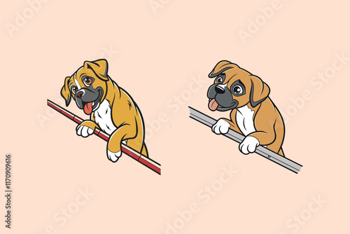 A Boxer dog vector is a simplified, stylized illustration showcasing the breed's muscular build, expressive face, and short coat, often in bold lines and minimal colors like brown, white, and black