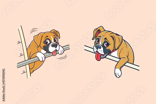 A Boxer dog vector is a simplified, stylized illustration showcasing the breed's muscular build, expressive face, and short coat, often in bold lines and minimal colors like brown, white, and black