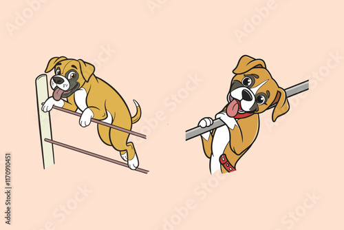 A Boxer dog vector is a simplified, stylized illustration showcasing the breed's muscular build, expressive face, and short coat, often in bold lines and minimal colors like brown, white, and black