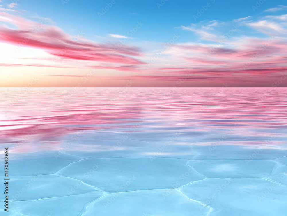 Obraz premium Pink Sky Blue Water Abstract Background