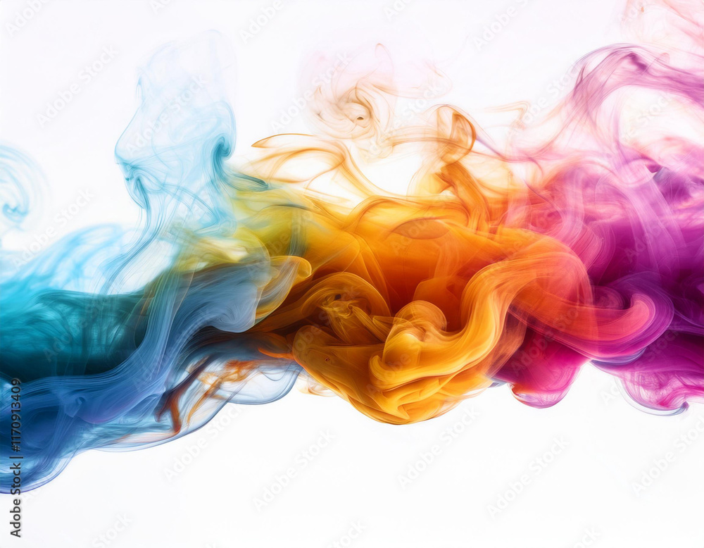 Fototapeta premium colored smoke isolated on white background