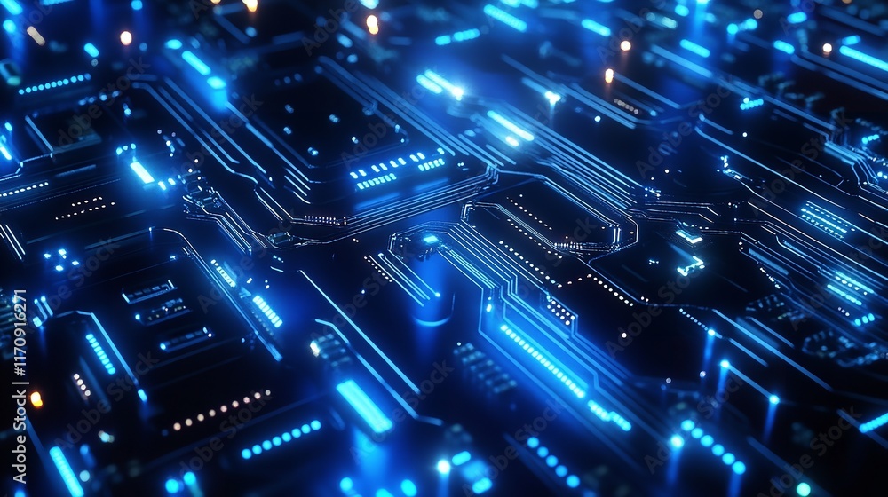 Abstract Futuristic Circuit Board Digital Technology Background 3d data blue dark grid lines cyber Abstract Futuristic Circuit Board Digital Technology Background 3d data blue dark grid lines cyber