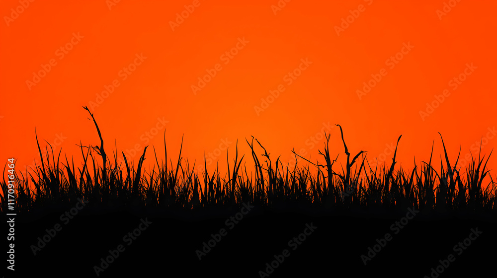 Silhouette Grass Sunset Background Silhouette Grass Sunset Background