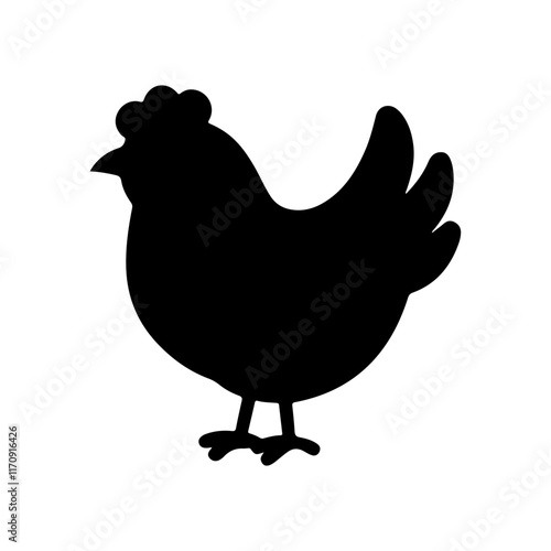 Hen black silhouette vector illustration on white background.