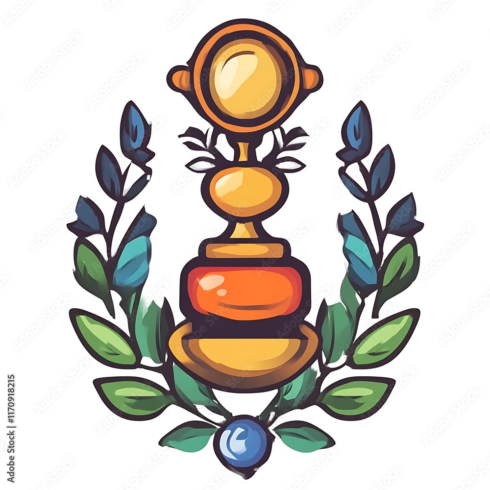 Ornate Gold Trophy With Floral Wreath Design