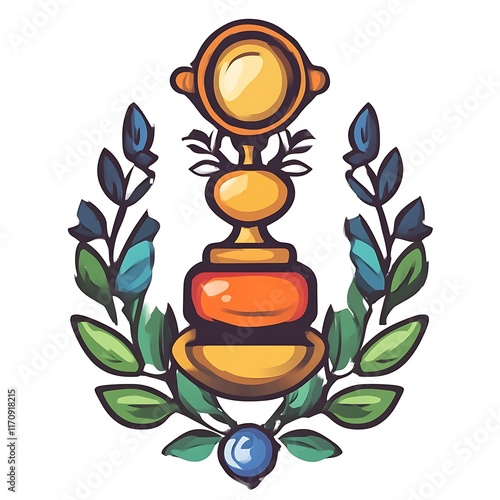 Obraz na płótnie Ornate Gold Trophy With Floral Wreath Design w salonie