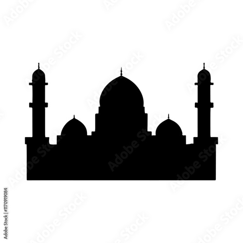 Al aqsa masque black silhouette vector illustration on white background.

