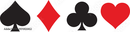 Suit deck of playing cards on white background. Vector illustration.