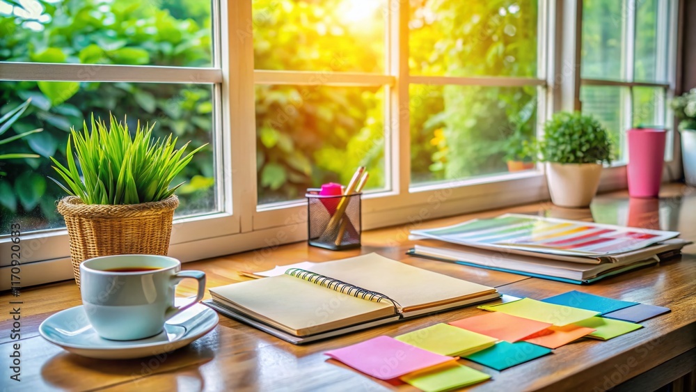Fototapeta premium Home Office Budget Planner: Creative Savings Strategies & Financial Tips Close-Up