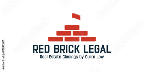 Brick and flag logo, red brick logo. Icon logo, simple logo, vector logo, illustration.