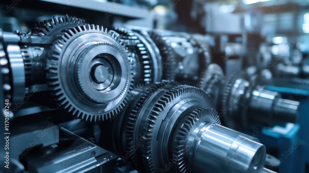 A futuristic factory with rotating gears and high-tech machines, representing the cutting-edge technology behind modern industrial processes. A futuristic factory with rotating gears and high-tech machines, representing the cutting-edge technology behind modern industrial processes.