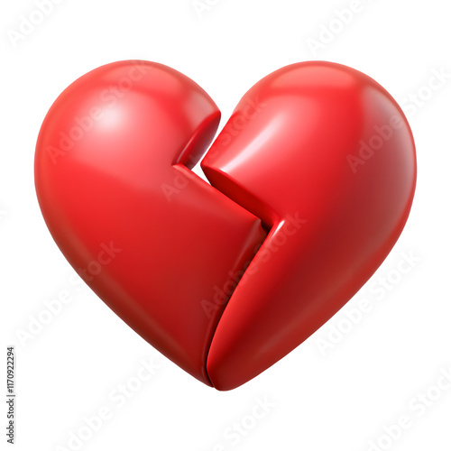3D Heart Symbol with a broken line isolated on white background