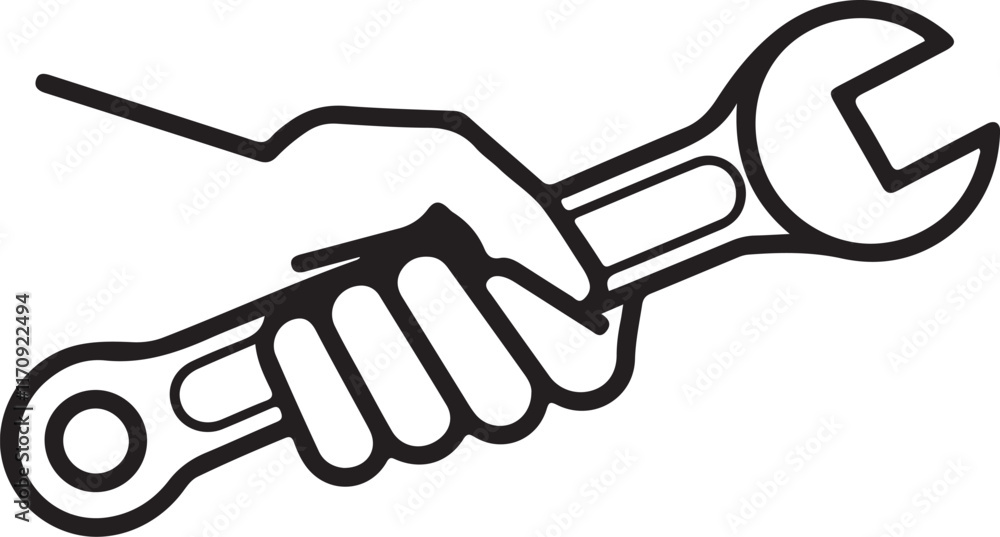 Fototapeta premium Black hand tools silhouette vector on white background