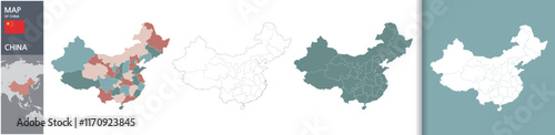 Vector isolated illustration of administrative map of China.