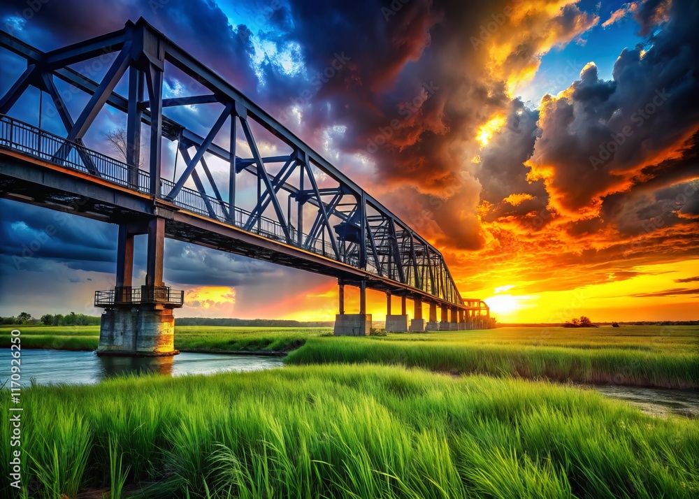 Industrial Landscape: Steel Structure Against Dramatic Sky Industrial Landscape: Steel Structure Against Dramatic Sky