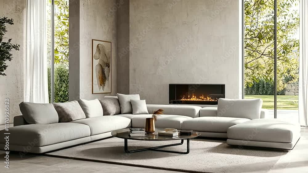 Elegant Minimalist Living Room with Natural Light and Luxurious Design Elegant Minimalist Living Room with Natural Light and Luxurious Design